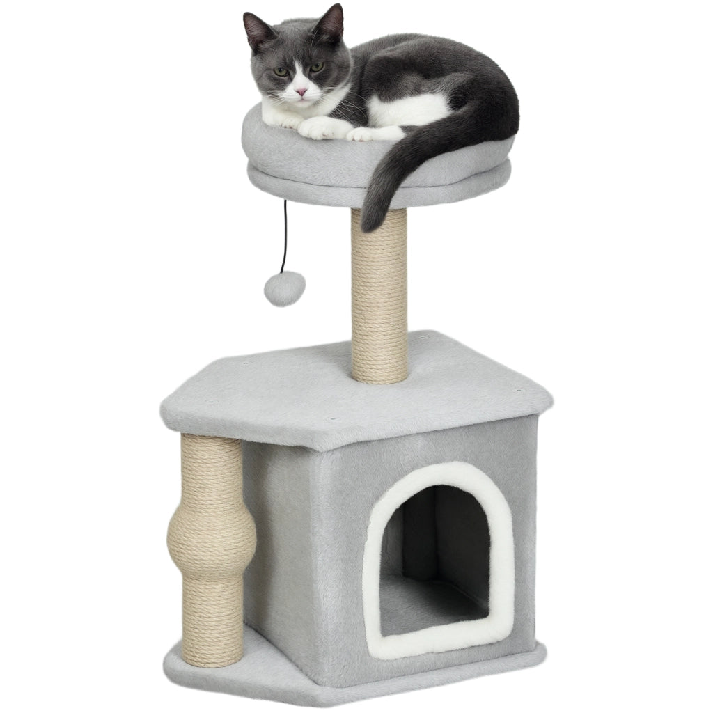 Albero tiragraffi per gatti con letto ¨C Minimal ¨C 42x30x66 cm grigio chiaro