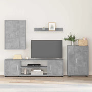 Set mobile TV 4 pcs Grigio cemento Legno multistrato