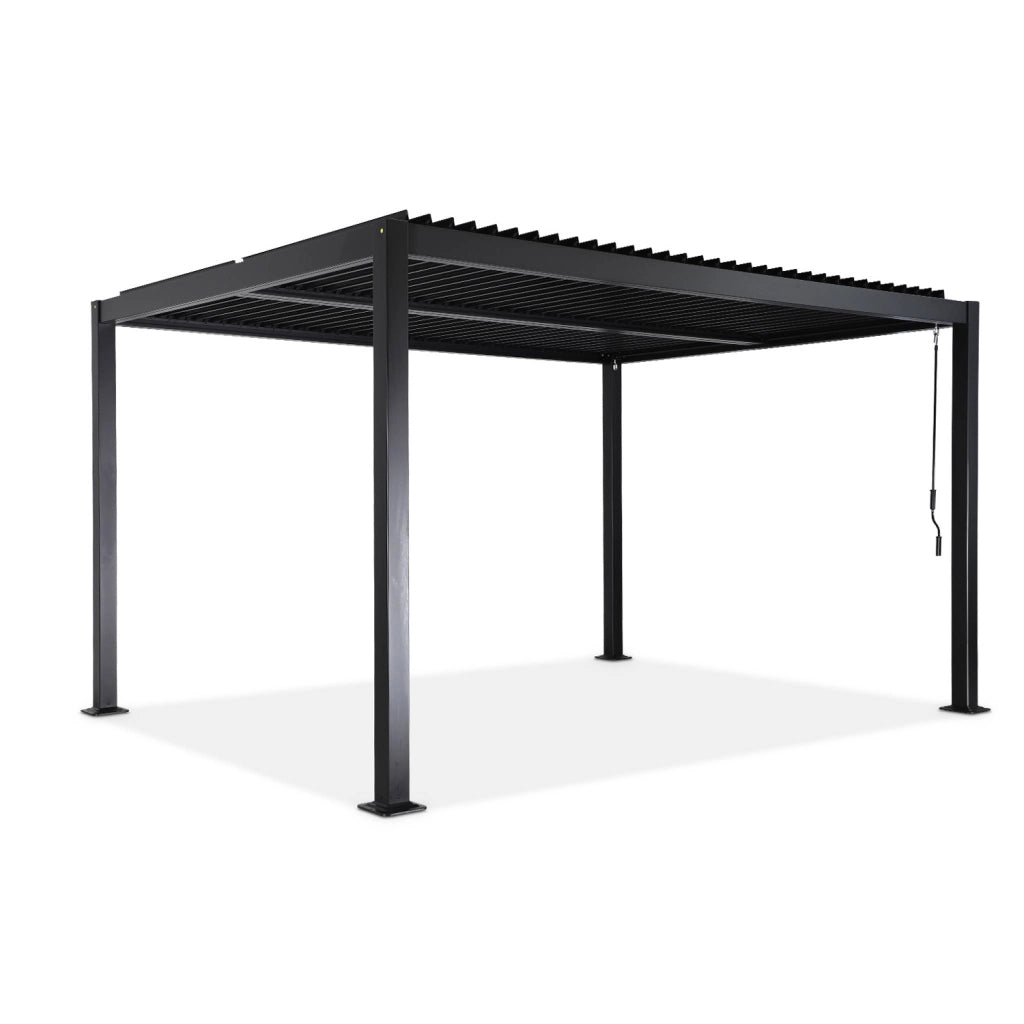 Pergola bioclimatica 3x4m in alluminio e acciaio, lamelle orientabili