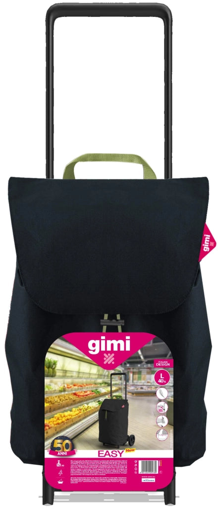 Carrello Spesa Easy New L 40 cm 45 x 34X96 H Colore Nero Gimi