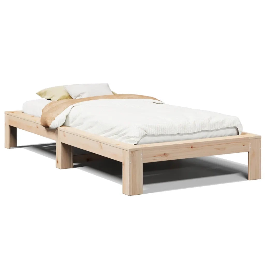 Letto senza Materasso-Struttura Letto 75x190 cm in Legno Massello Pino 492069