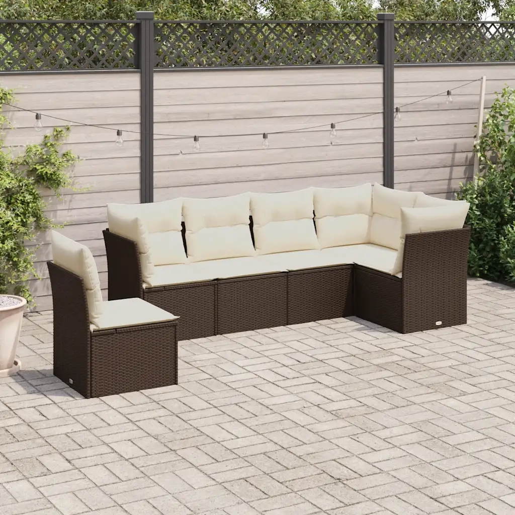 Set Divano da Giardino 7pz con Cuscini Marrone in Polyrattan 3217713