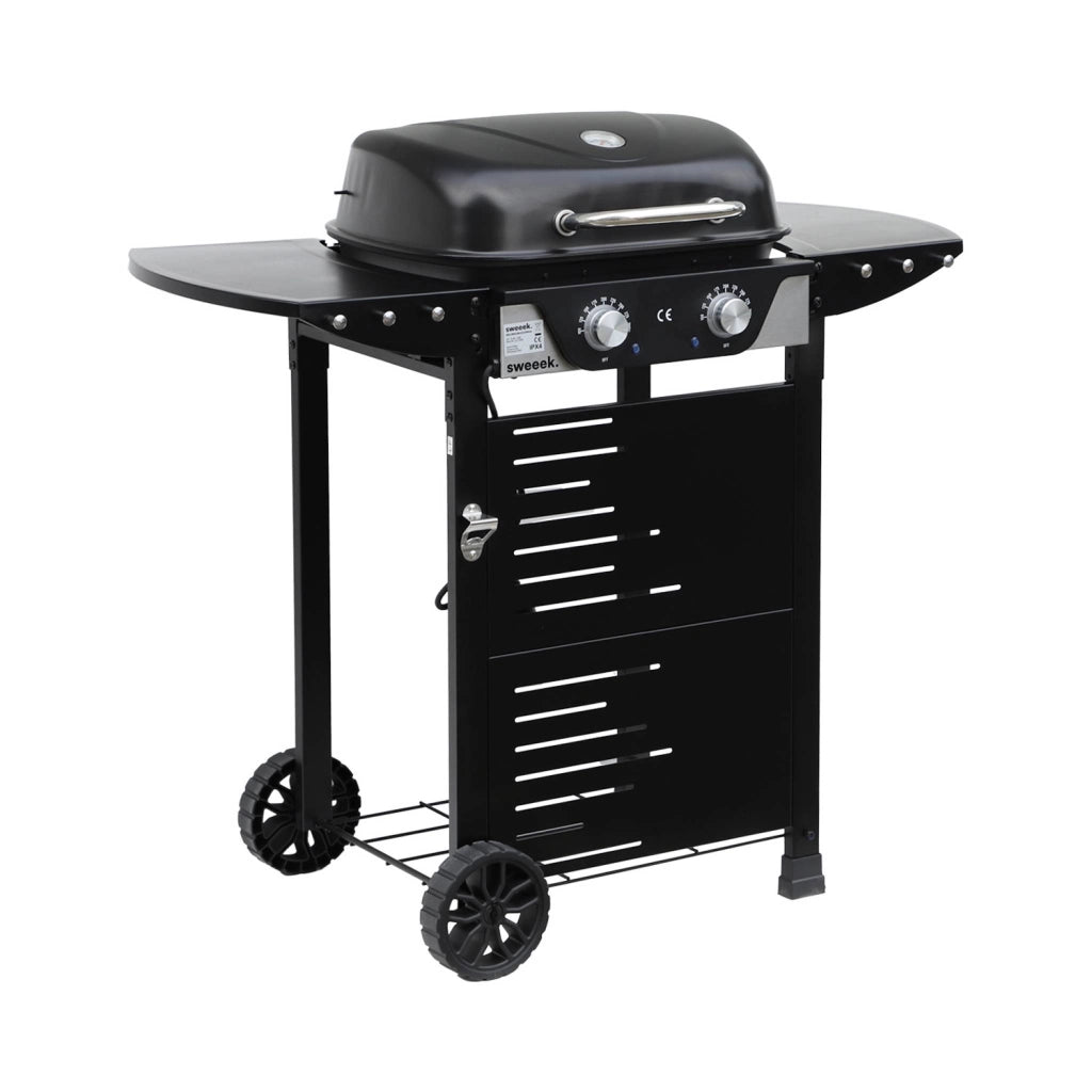 Barbecue elettrico 2 bruciatori, acciaio smaltato 2300w, nero