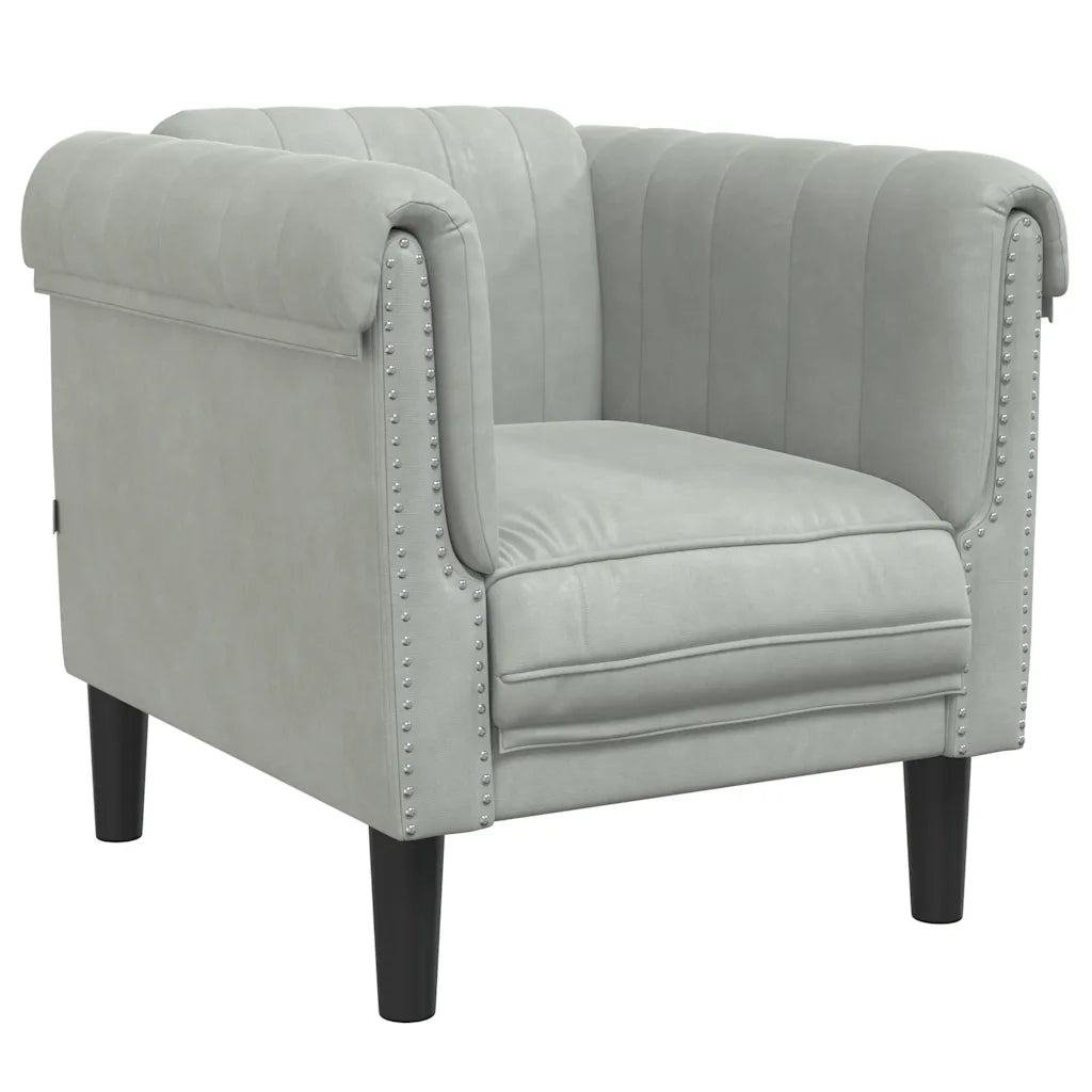 Poltrona Grigio Chiaro in Velluto 372565
