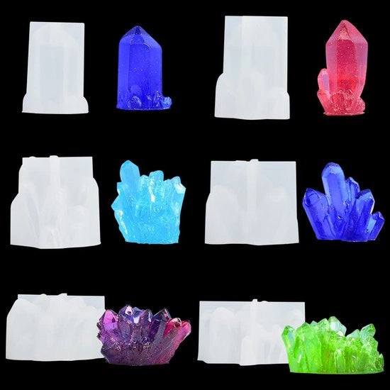 Molde per cristalli di cluster in silicone per lavorazione di isomalt ed edelstene con resina epoxy per la creazione di decorazioni DIY per candele e profumi