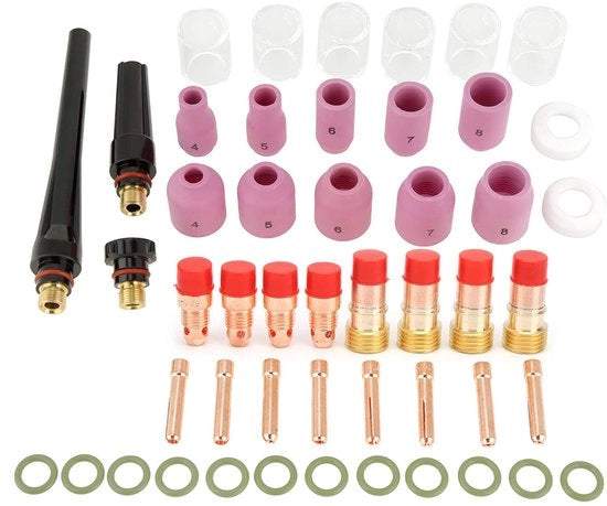 Set di lastre 49 pezzi - Elementi ceramici lunari - Colletti Body - Adatto per WP 17/18/26 - Accessori per saldatura - Peso ridotto 360 gram - Set di saldatura