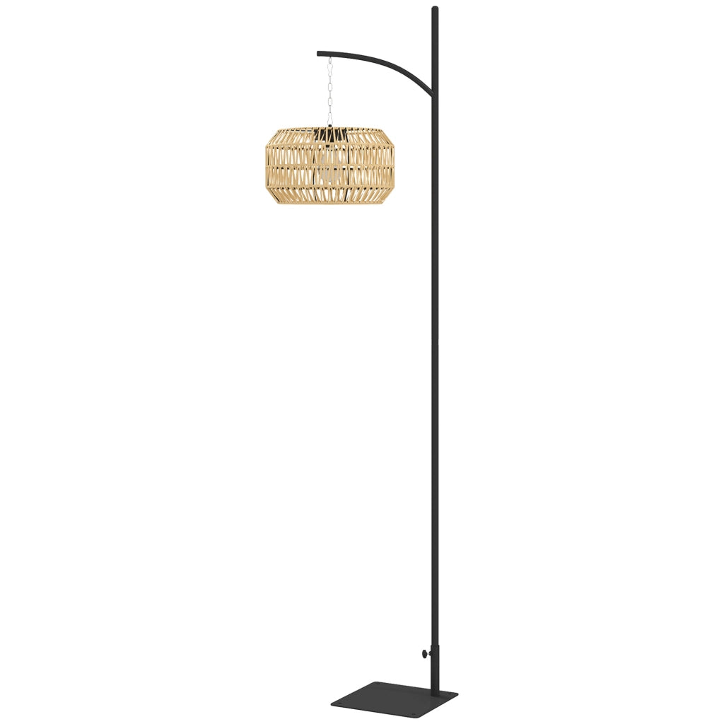 Lampada da Terra Solare Rattan ¨C Xylo ¨C Con Sensore Luce IP44 Stile Boho Nero Giallo