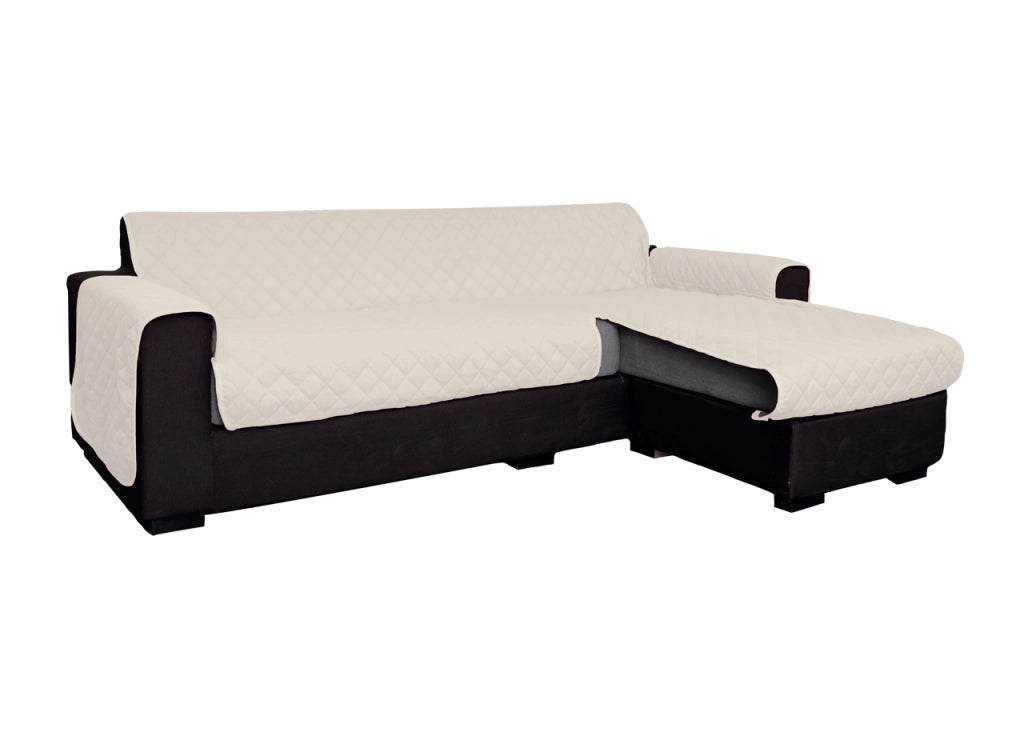 Copridivano Con Penisola Antimacchia Trapuntato Modello Star Colore Panna - 290cm - Panna