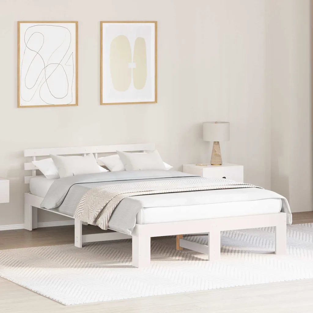Struttura del letto Bianco 120 x 200 cm Pino massello