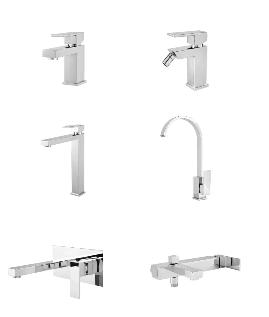 Set Rubinetteria Per Bagno da design squadrata moderna con piletta click clack inclusa -  LAVELLO CUCINA MISCELATORE