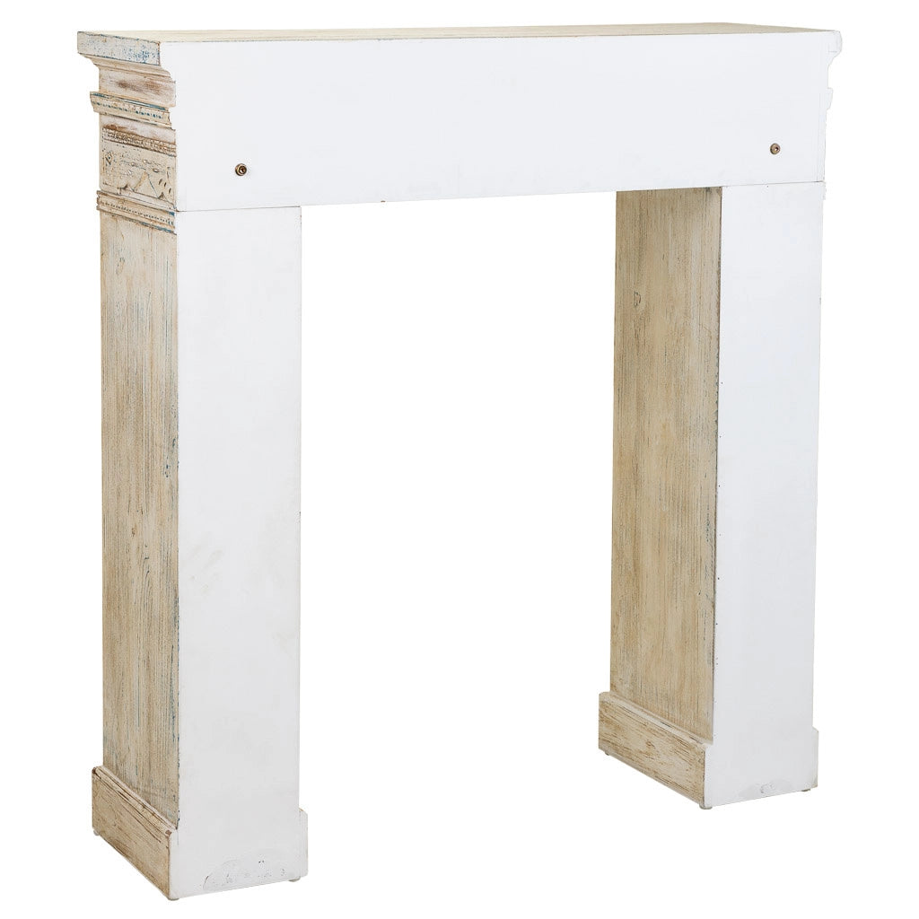 Cornice camino in legno bianco 100x30x110h