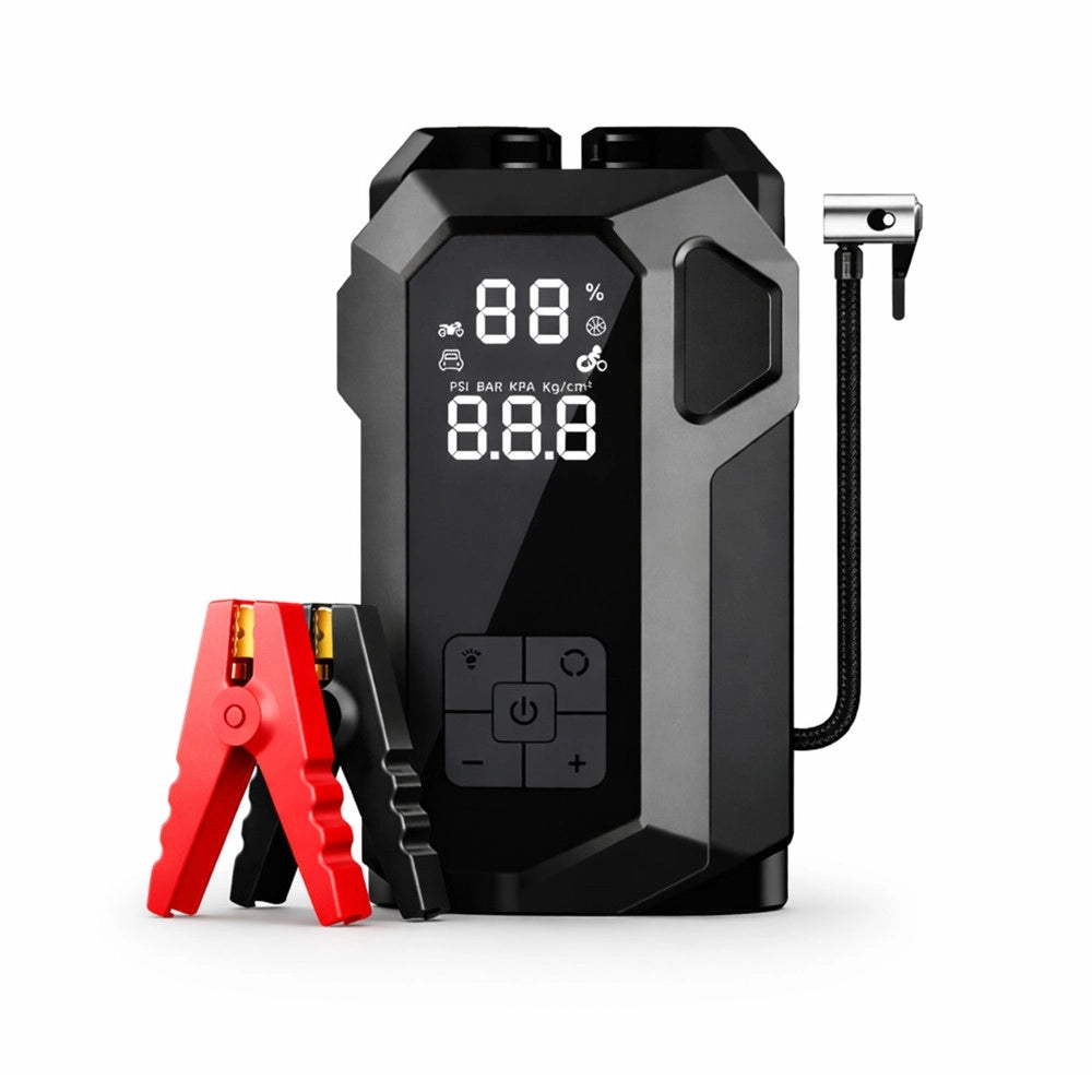 Trade Shop - Avviatore Di Emergenza Multifunzione 4 In 1 Per Auto 12v Con Compressore Torcia Power Bank -