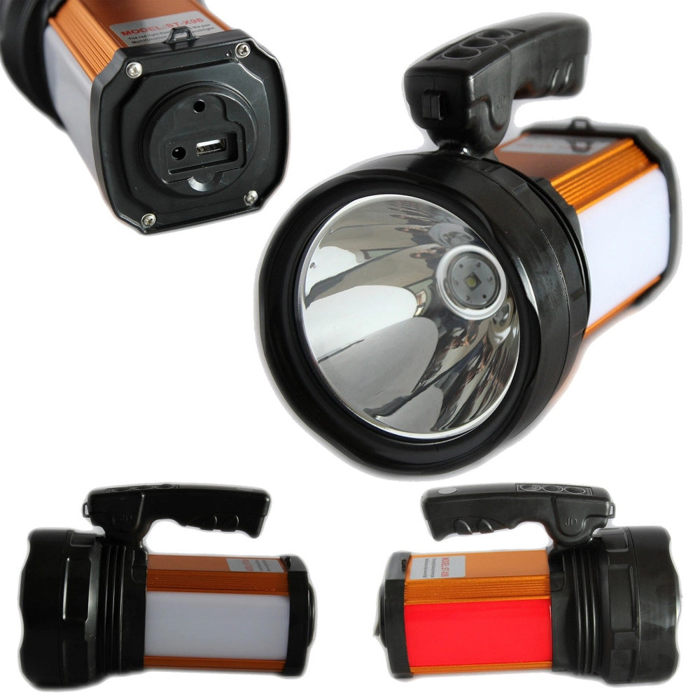 Trade Shop - Lampada Torcia Ricaricabile Emergenza Usb Ricarica Dispositivi Luce Bianca Rossa -