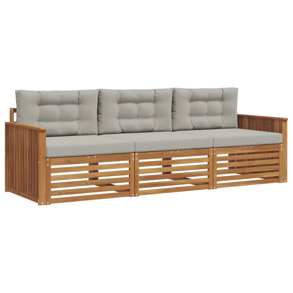 Set di divani da esterno 3 pcs Grigio Naturale e Chiaro 3372936