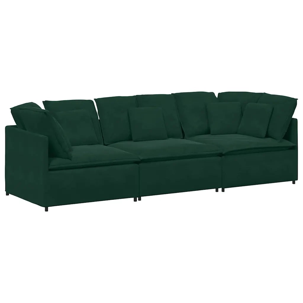 Divano Modulare con Cuscini in Velluto Verde Scuro 3321281