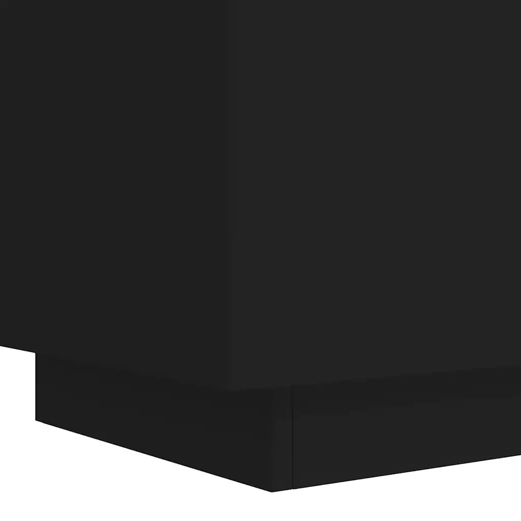 Comodino con Luci LED Nero in Legno Multistrato 836737