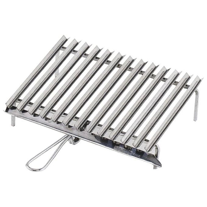 Ompagrill 20650 Graticola per Barbecue Acciaio Inox con Recupero Grassi Manici e Piedi di Appoggio 60x40 cm