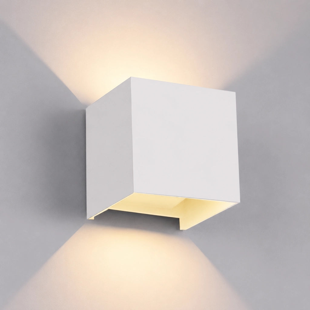 Applique LED da Esterno Bianca attacco G9 IP65 Cubo Alluminio Fascio Regolabile Up Down Lampada Parete Moderna 10x10x10 cm Lampadina non inclusa Max 12W