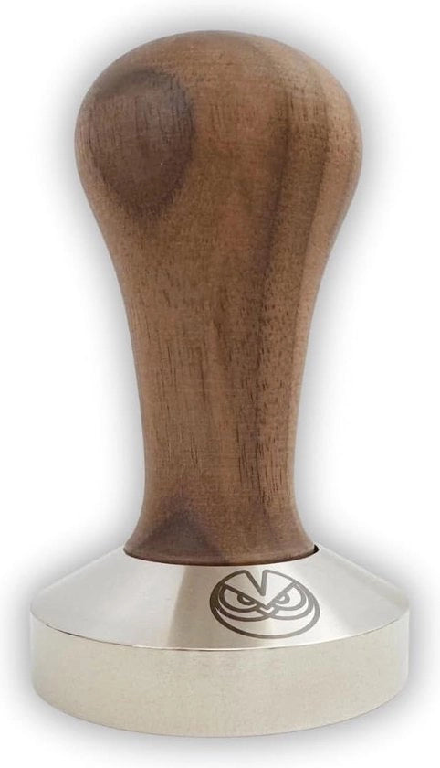 Tamponatore espresso da 585 mm per filtro IMS Competition - fondo piatto in legno di noce e acciaio inossidabile
