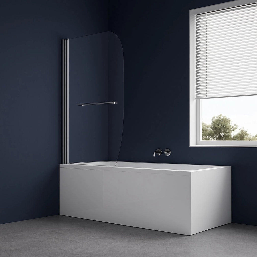 Parete sopra vasca anta singola vetro temperato 140x90cm orientabile 180 gradi *** tipo di cristallo trasparente, con...