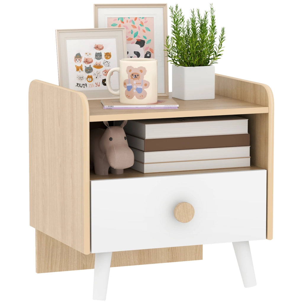 Comodino bambini con cassetto e scaffale ¨C Xylo ¨C legno naturale