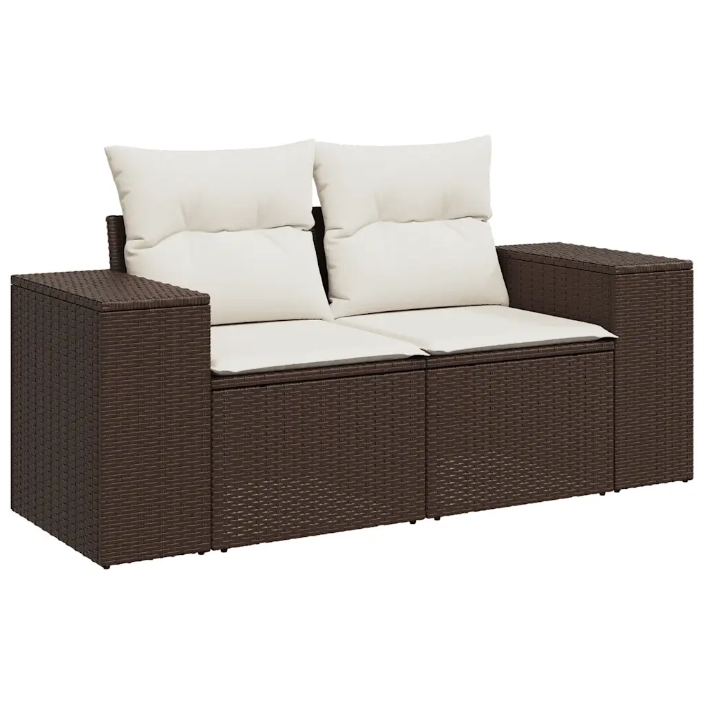 Set Divani da Giardino 8 pz con Cuscini Marrone in Polyrattan 3222842