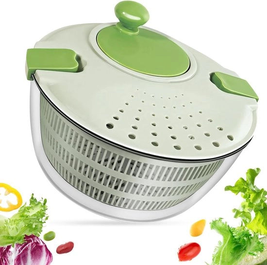 Spinner per Salate con Coperchio e Sottilezza, 4 Litri, Ideale per Frutta e Verdura, Lattina e Contenitore