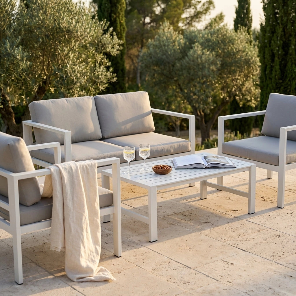 Salotto da Giardino con cuscini 4 posti in Alluminio - LEX