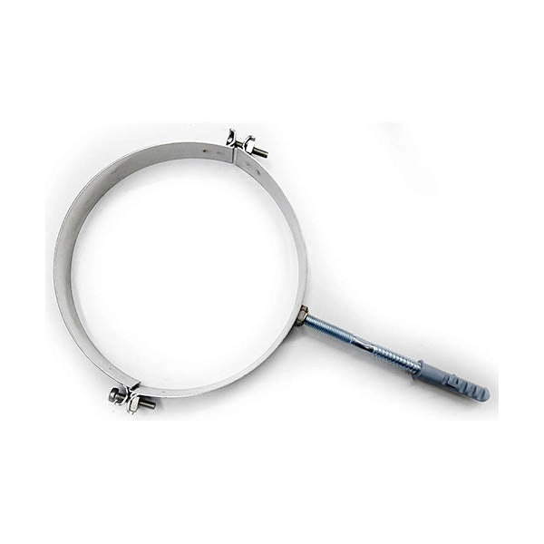 Fascetta murale con collare e tassello acciaio INOX lucido DN140 canna fumaria, tubo acciaio inox 316