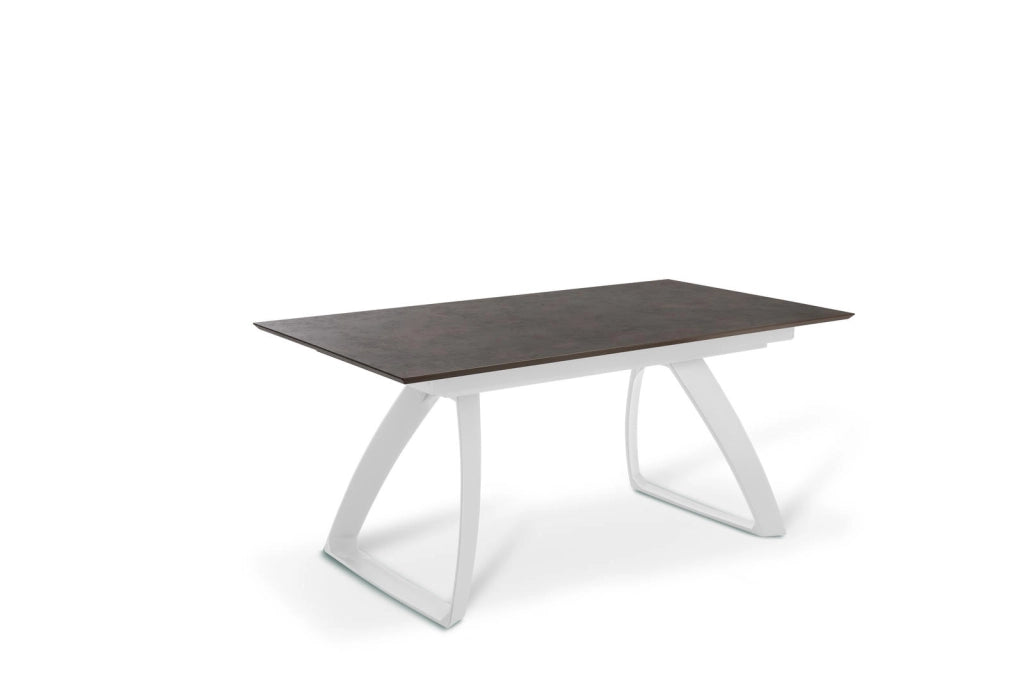 Tavolo Allungabile Barret 170/270x90 cm in HPL su MDF, Struttura con Gambe in Alluminio Bianco e Top Ruggine - Arredo Moderno