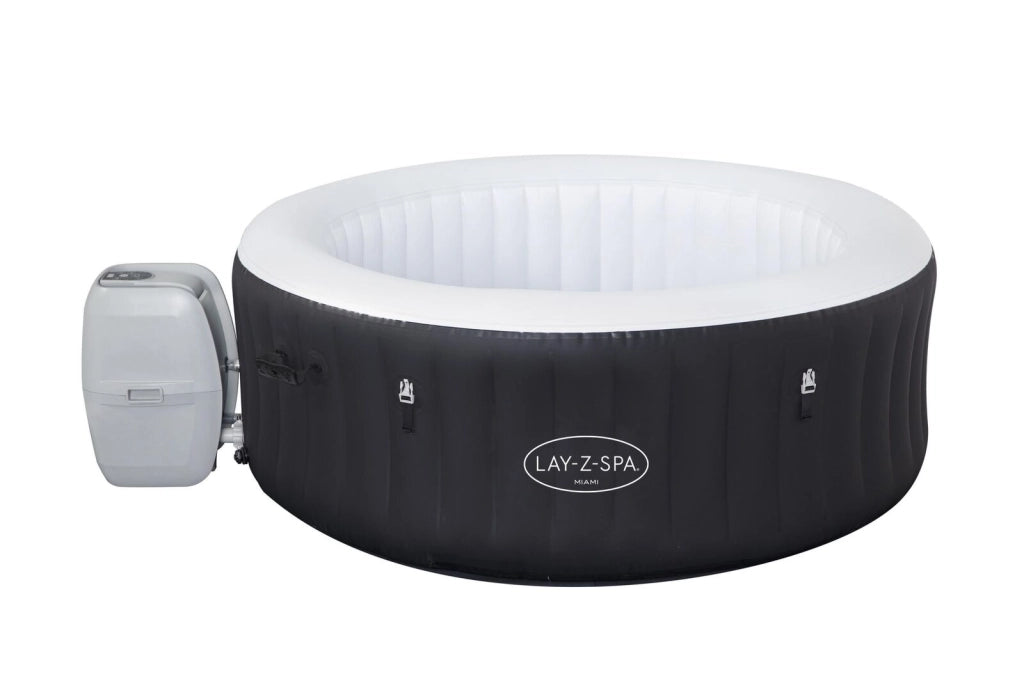 Bestway 60001 Lay-Z-Spa Miami AirJet Piscina Idromassaggio Gonfiabile 180x66 cm 4 Persone 40°C Freeze Shield colore Nero
