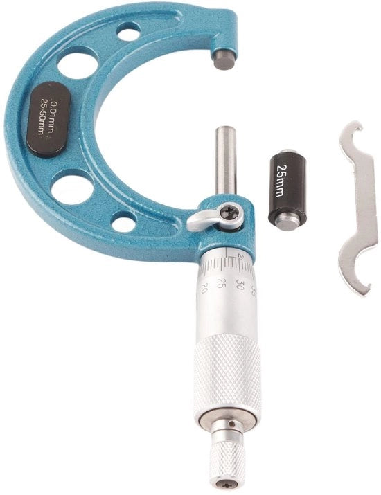 Micrometro 0,01 Mm Preciso - Misura Esterna - Diametro - In Acciaio Inossidabile - Progettazione Portatile - Inclusa Chiave - Misuratore di Diametro
