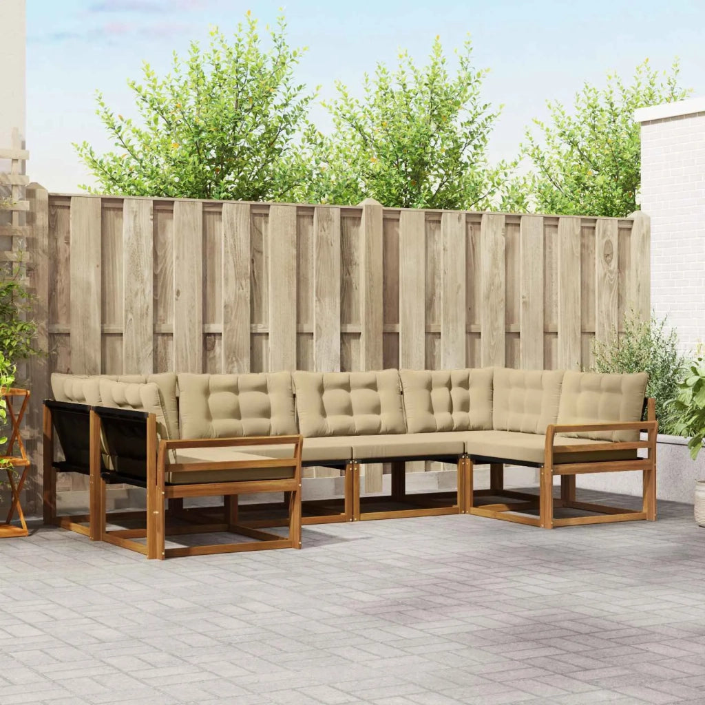 Set di divani da esterno con cuscino 6 pcs Naturale e Beige 3369796