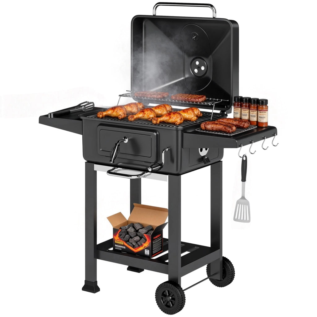 Barbecue a carbone con coperchio e termometro ¨C Minimal ¨C Grigio