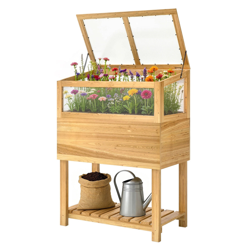 Hochbeet con serra in legno ¨C zephmum ¨C 100x50x80