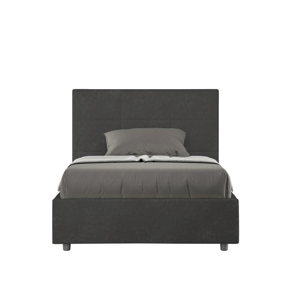 Letto 1 Piazza e Mezzo 120x190 cm con Rete e Contenitore Mika Grigio