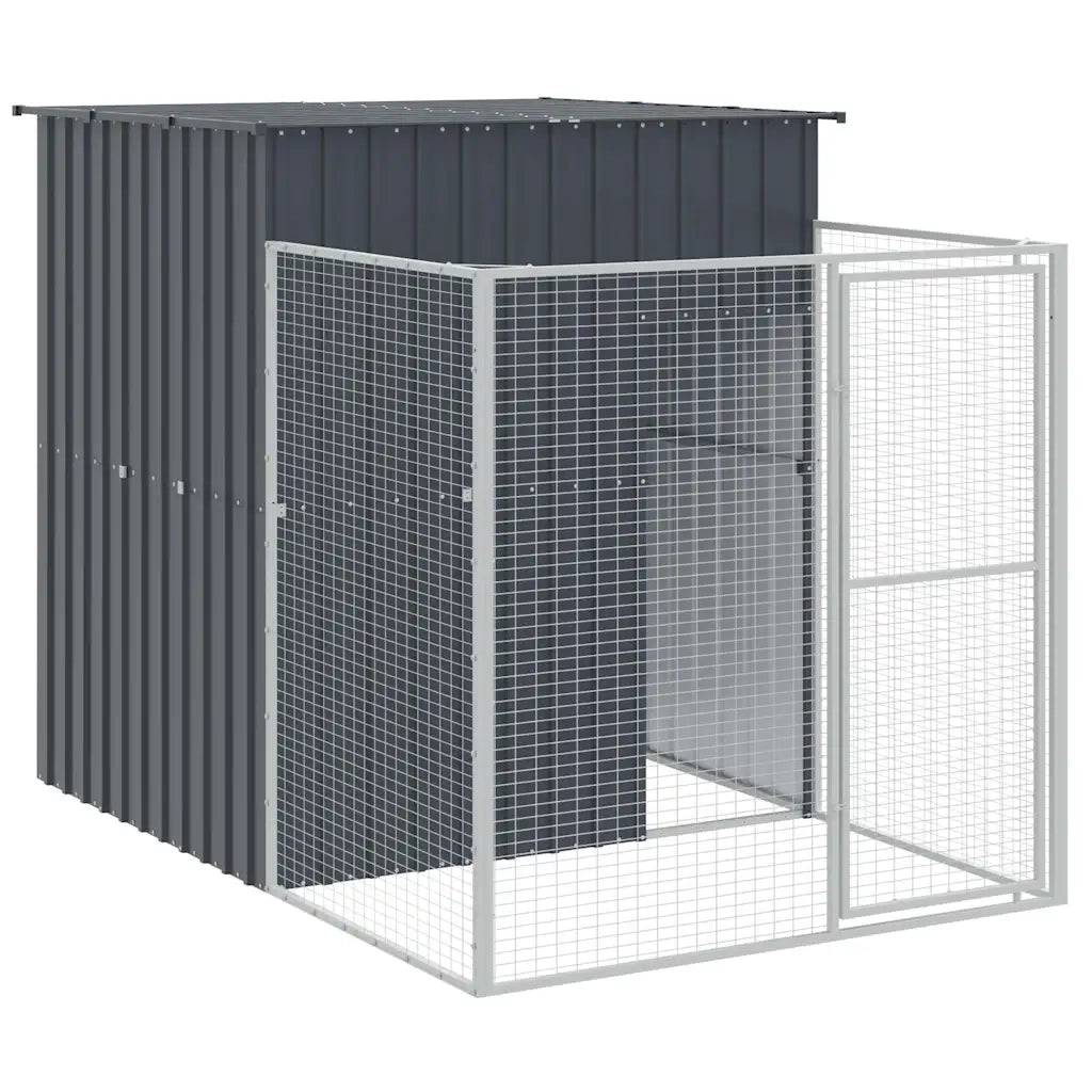 Casetta Cani con Corsa Antracite 165x251x181 cm Acciaio Zincato 172365