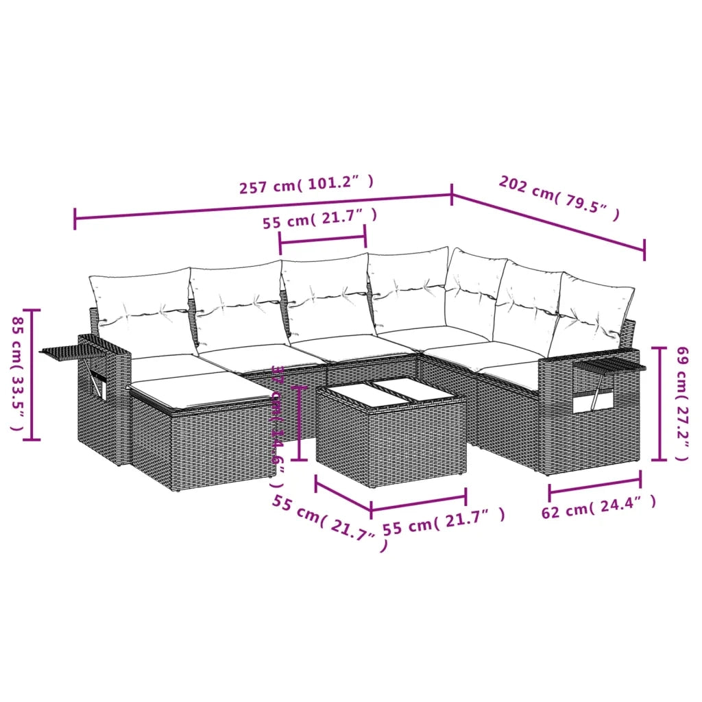 Set Divani da Giardino con Cuscini 8 pz Nero in Polyrattan 3252842