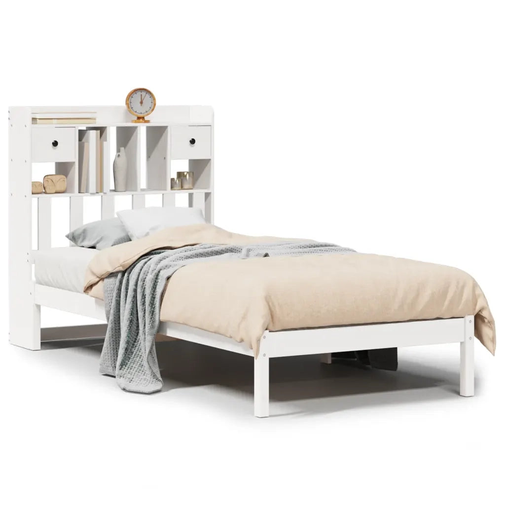 Letto Libreria senza Materasso Bianco 90x190 cm Massello Pino 3321613