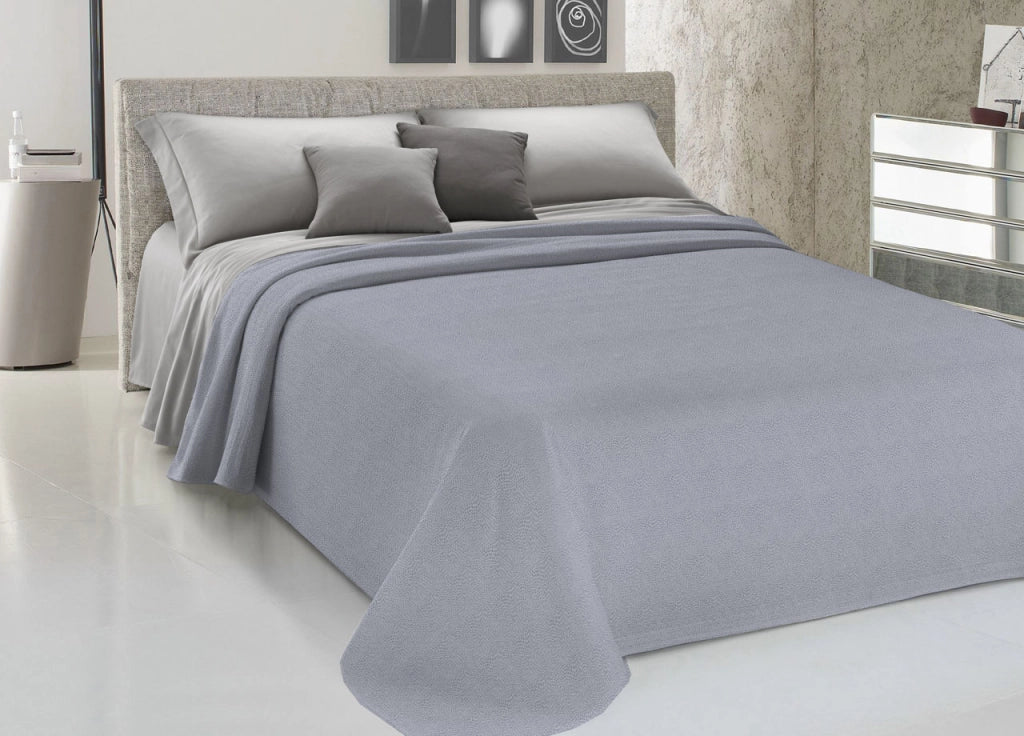 Copriletto Piquet Primavera Estate 100% Cotone Disegno Dublino Bon Bon - Matrimoniale - Grigio