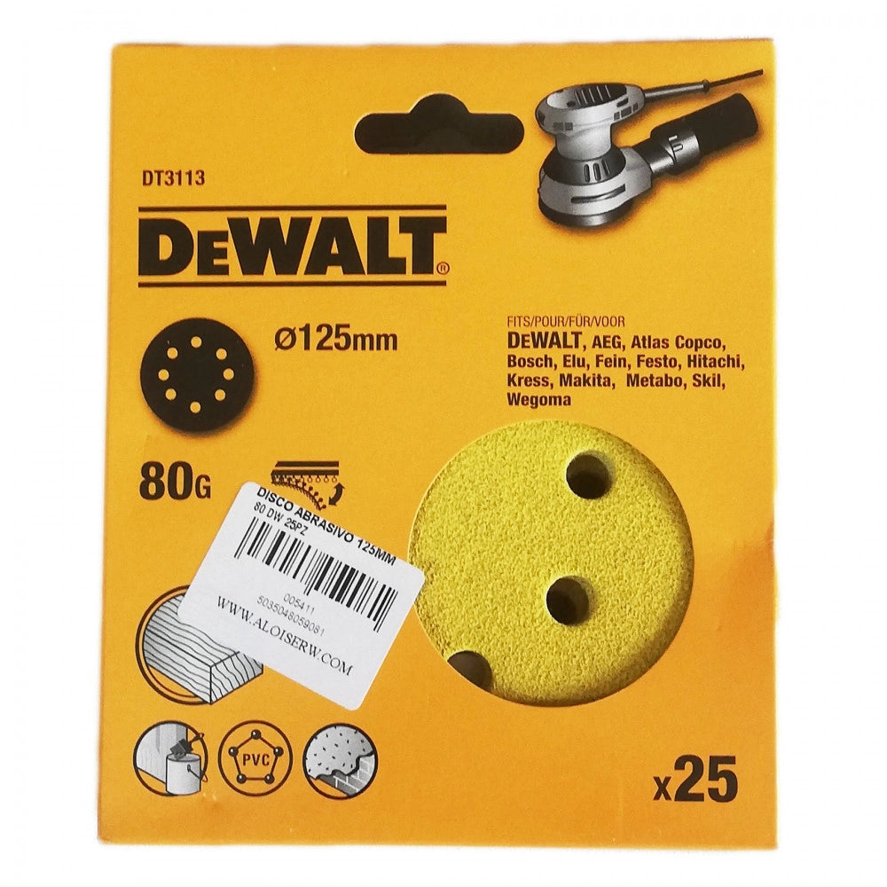 Dewalt 25pz da 125mm disco abrasivo per levigatrice con velcro, grana 120