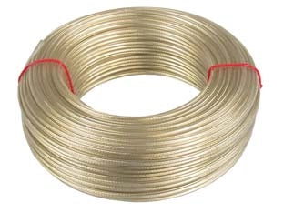 CAVETTO ACCIAIO OTTONATO RIVESTITO IN PVC TRASPARENTE- - ø mm.5 in rotoli da mt.100 - 100 mt