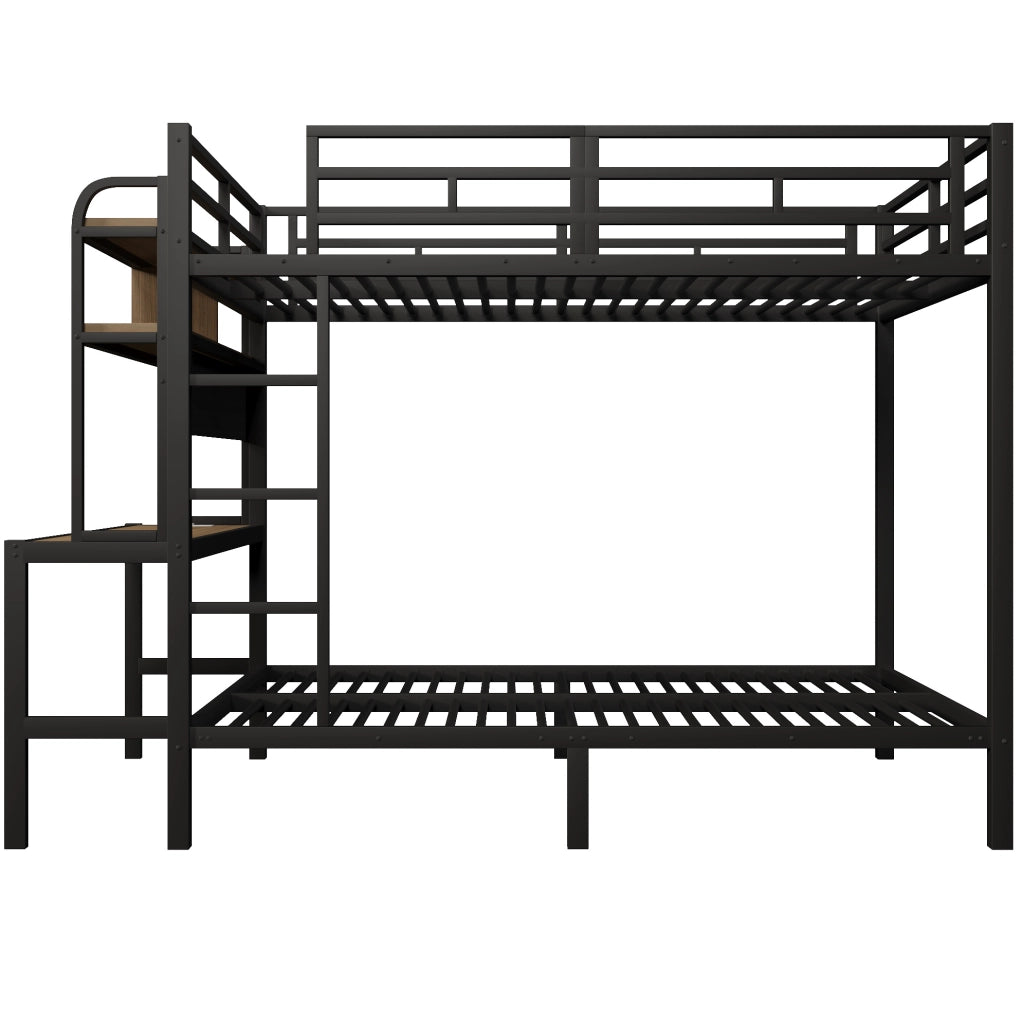 Letto a castello 140x200 cm con scrivania; LED e USB in metallo e MDF