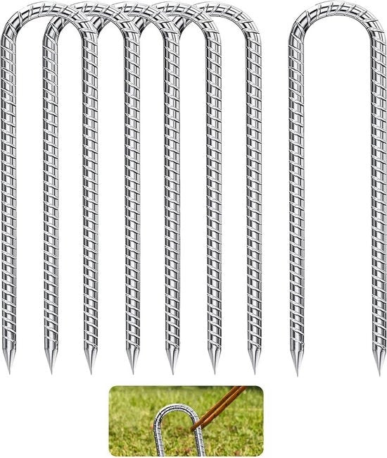 Stecchi di ancoraggio in acciaio inossidabile da 30 cm - set da 6 pezzi - per tende da campeggio, ombrelloni e tende di protezione