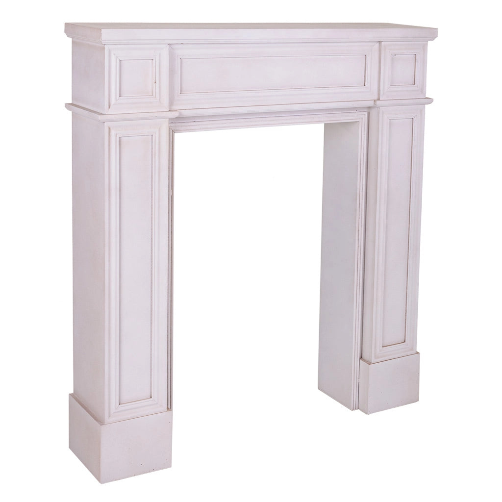 Cornice per camino in legno intagliato bianco 100x20x110h