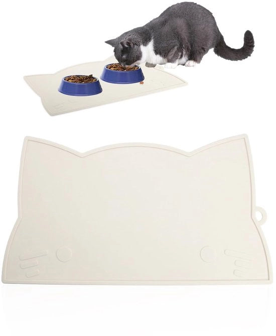 Mat di cassetta per gatti antiscivolo - panno nutrizionale in silicone - impermeabile - 41,5 x 23,5 cm - adatto per gatti/cani - progettato per risparmiare spazio
