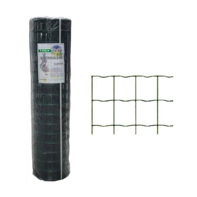 T-rex 05884 Rotolo Rete Rex Zincata Plasticata Maglia 76x63 mm Filo 2,20 mm Altezza 180 cm Lunghezza 10 m