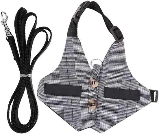 Harnas per Coniglio con Cinturino - Giacca Respirante Leggera - Taglia M - Harnes per Camminata - Adatto per Piccoli Animali da Compagnia - Grigio