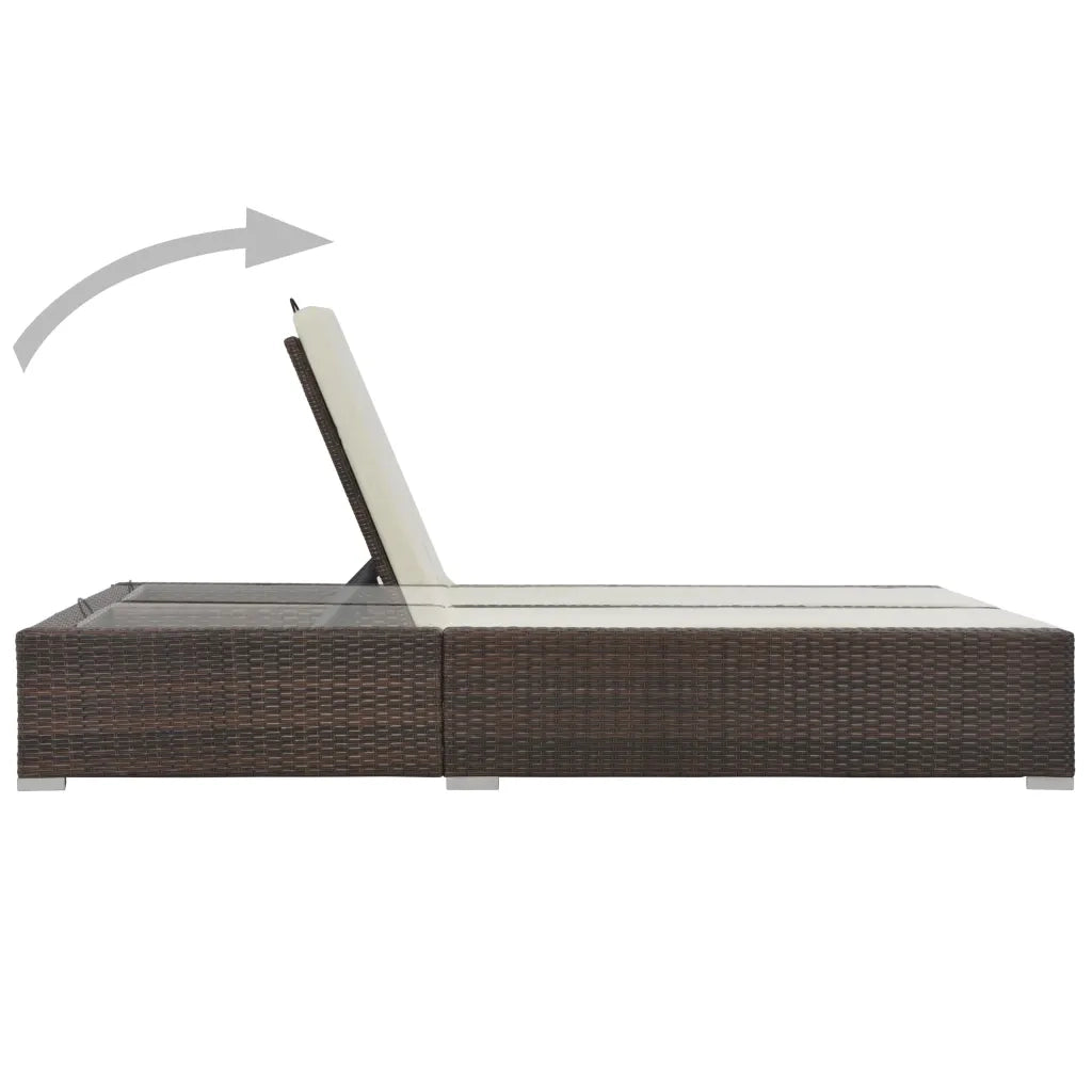 Lettino Prendisole Doppio in Polyrattan Marrone 44751