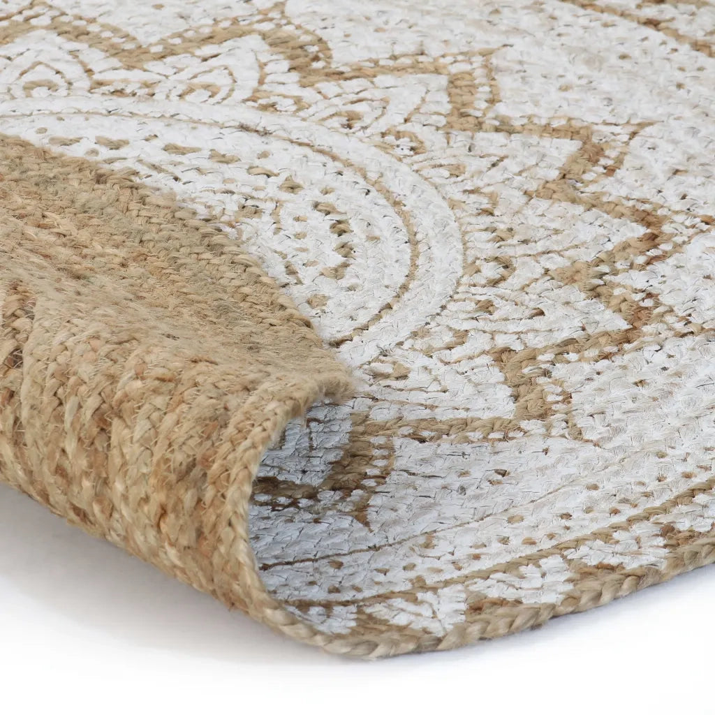Tappeto in Juta Intrecciata con Stampa 150 cm Rotondo 245341